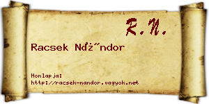 Racsek Nándor névjegykártya