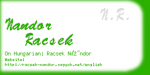 nandor racsek business card